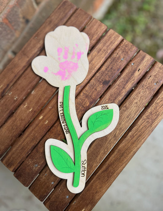 Mother's Day Wood Flowers: Add your child's handprint at home to make it even more special!