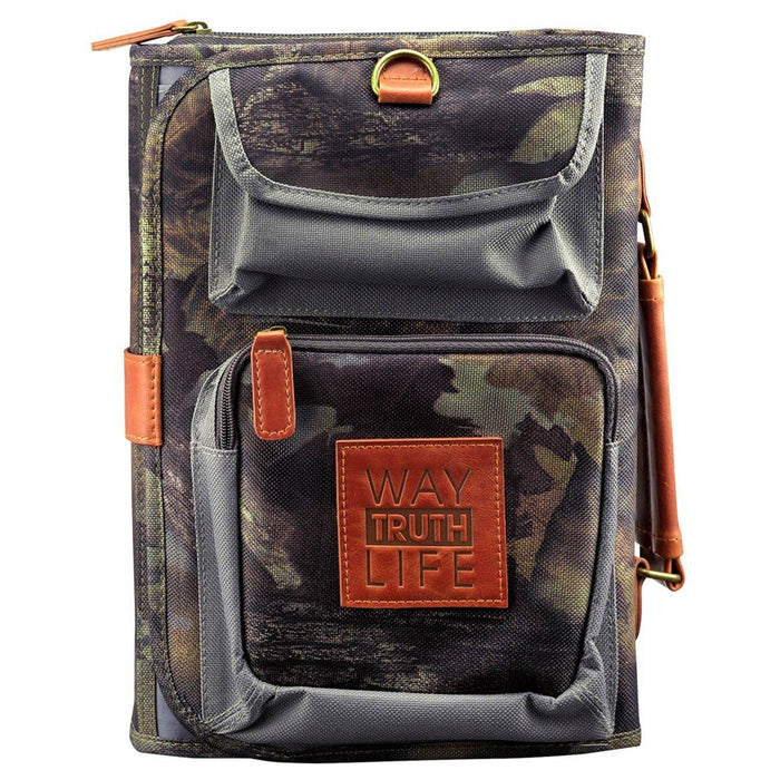 Bible Cover Organizer Tri-fold Camouflage Way Truth Life: Large