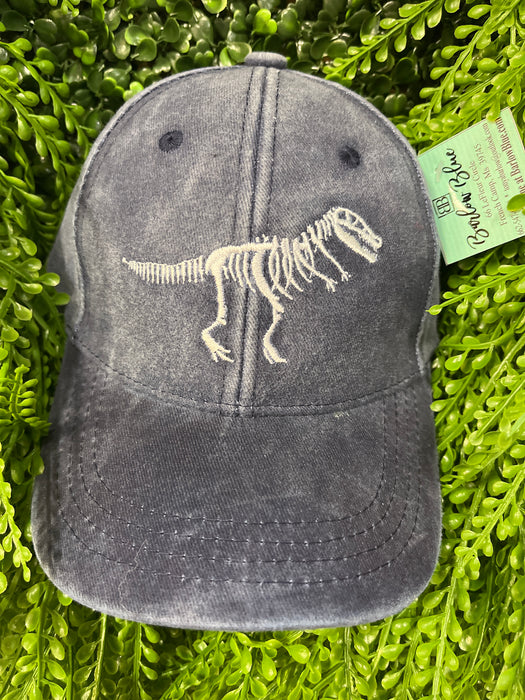 Youth Dinosaur Skeleton Hat Navy With White Embroidery