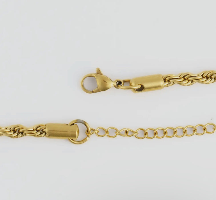 Waterproof Gold 18” Twisted Rope Chain Necklace