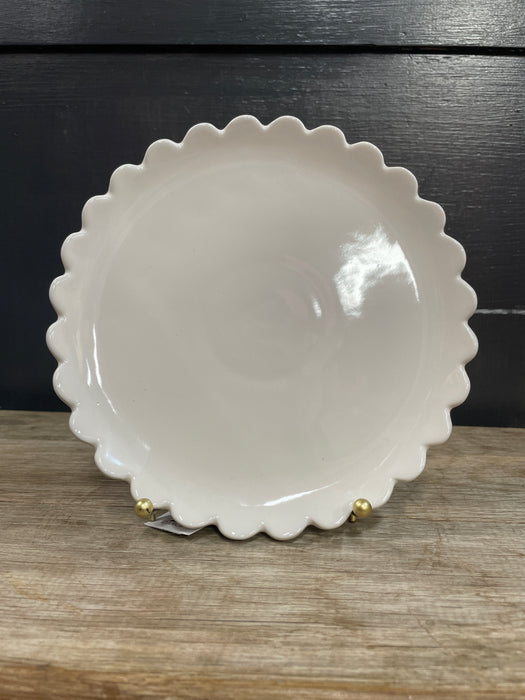 8" Round Stoneware Plate with Scalloped Edge- available in 3 Colors!