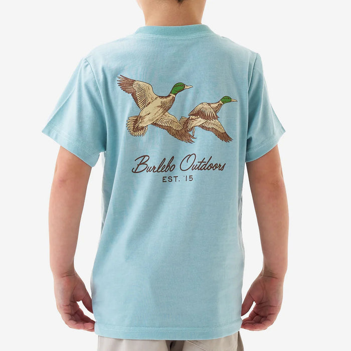Youth & Toddler SS Tee – Flying Mallards Short Sleeve – Heather Sky Blue by Burlebo (Copy)