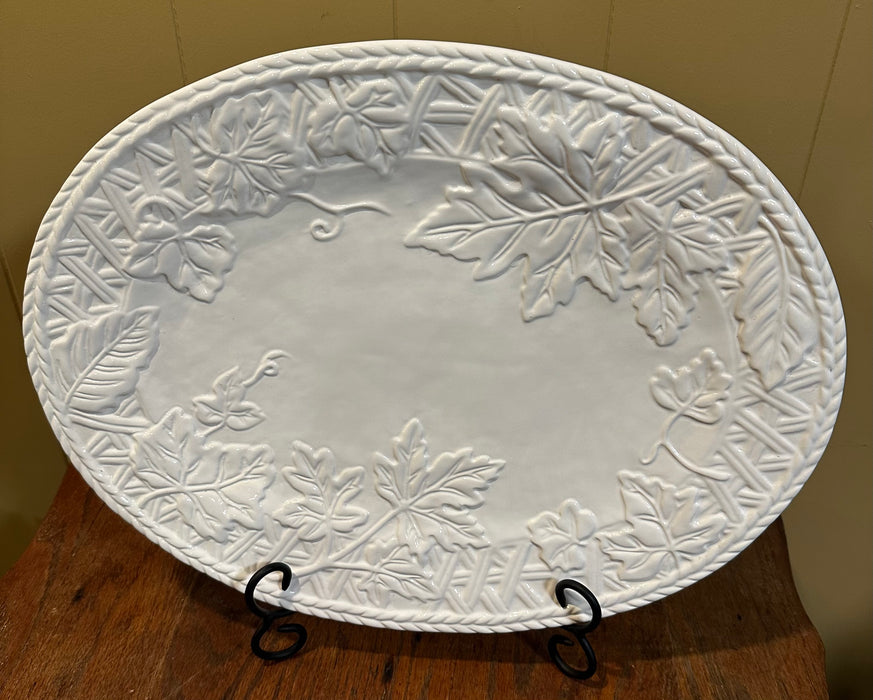 Large White Glossed Oval Ceramic Platter. Perfect for Entertaining.