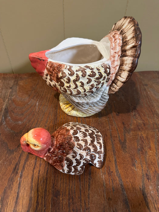 Large (7” Tall) Vintage Ceramic Turkey Gravy Boat or Cranberry Sauce Holder.  Perfect for your Thanksgiving Table.  We have several matching pieces in this set.