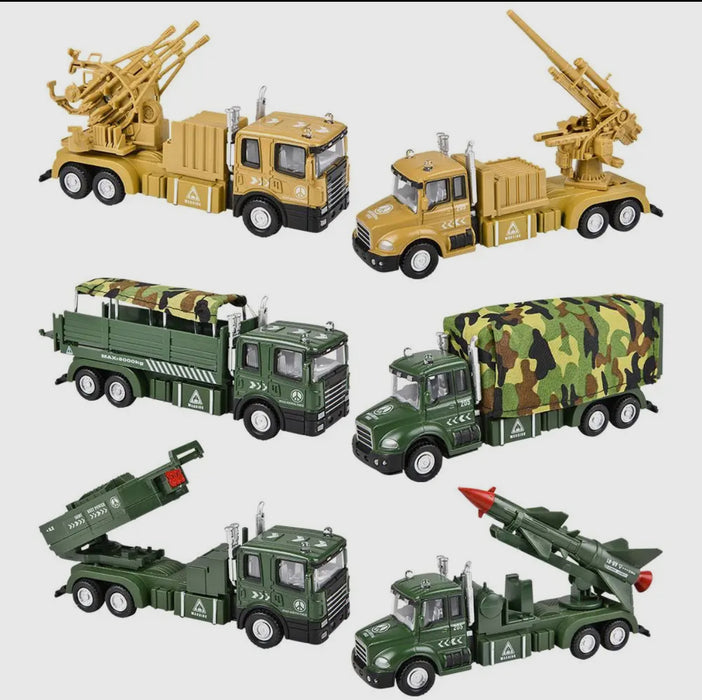 Die Cast Pull Back Military Vehicles.  6"