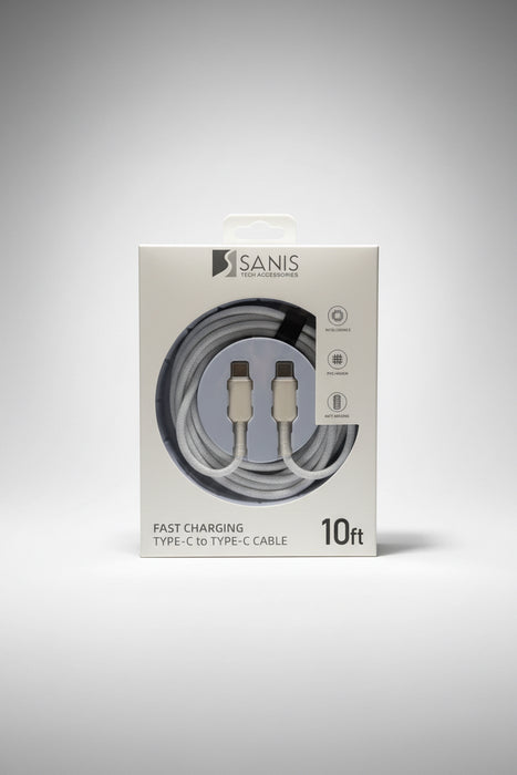 Black- 10ft Crystal Cable, USB C to C
