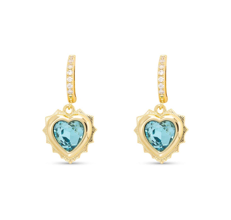 Gold Crystal Birthstone Heart Earrings-12 styles!
