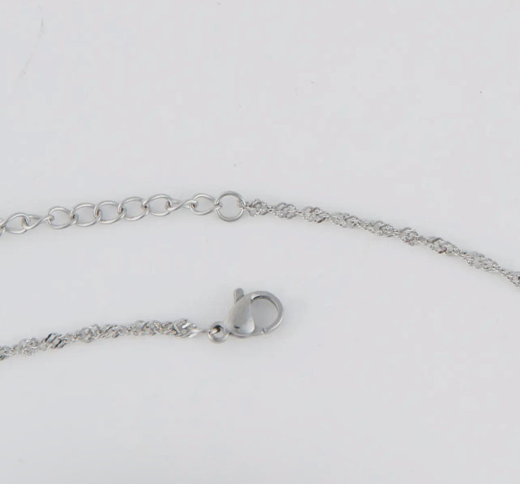 Waterproof Silver 16” Twisted Chain Necklace