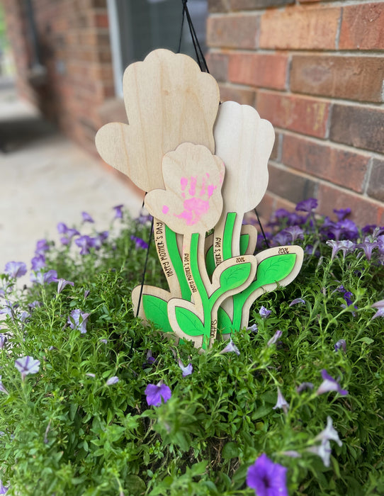 Mother's Day Wood Flowers: Add your child's handprint at home to make it even more special!