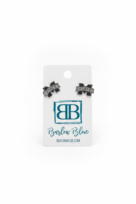 Mississippi State Perfect Gift Logo Earrings- Silver