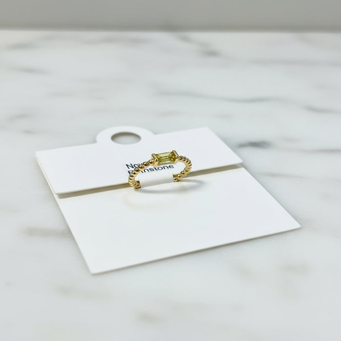 Birthstone Square Stone on Gold Band- Adjustable Fits All