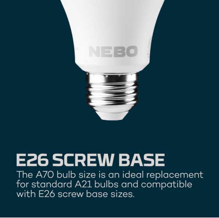 SINGLE PACK Nebo Blackout Emergency Light Bulbs.  These will provide 12 hours of light without electricity.  Works anywhere regular light bulbs do! Comes with a hanging hook. RECHARGEABLE!