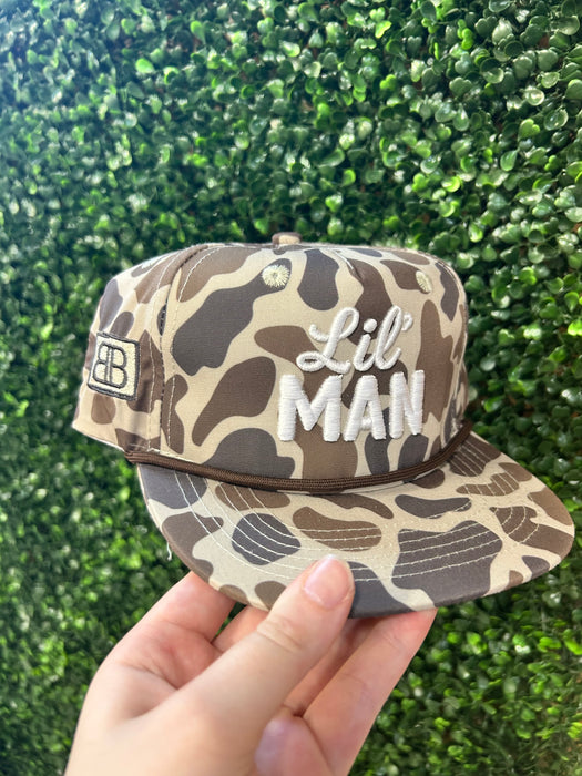 YOUTH Embroidered White "Lil' Man" On Classic Camo Hat