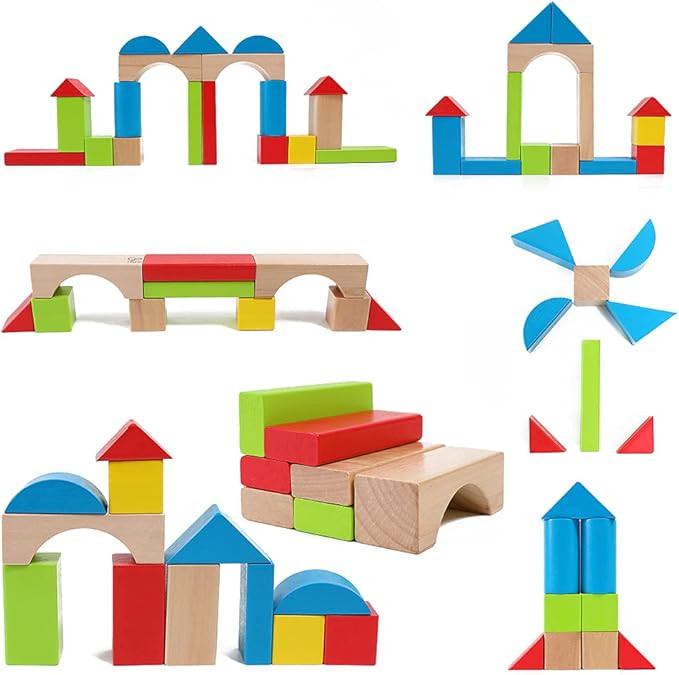 Maple Wood Kids Building Blocks Stacking Wooden Block Educational Toy Set for Toddlers