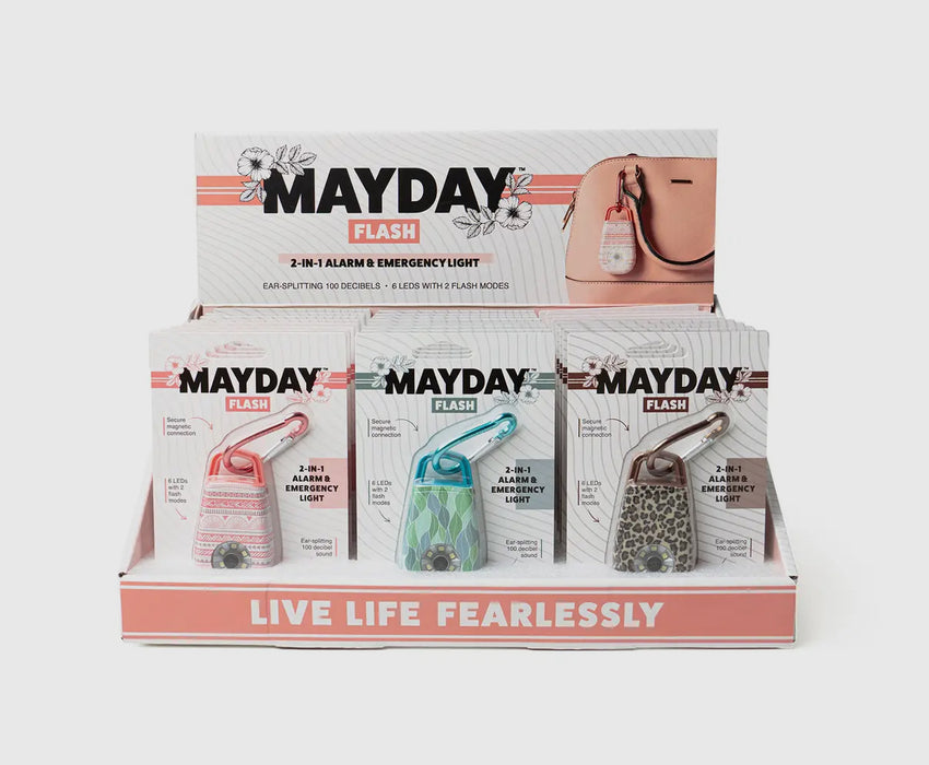 Mayday Ultra Flash.  Personal Alarm with Light.  The perfect keychain or purse clip for emergencies! 6 colors.