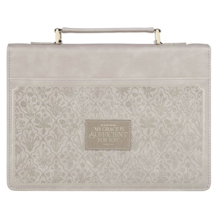 Bible Cover Fashion Taupe My Grace Is Sufficient 2 Cor 12:9: Large
