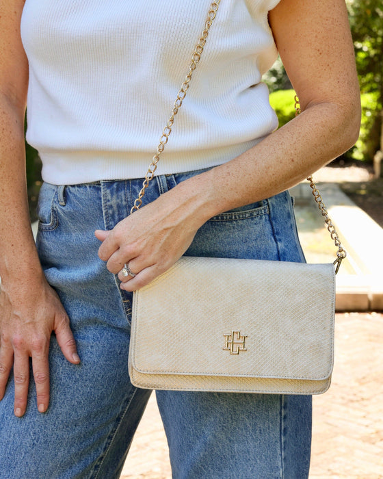 Bryn Clutch Crossbody Shimmer Champagne Purse by Caroline Hill