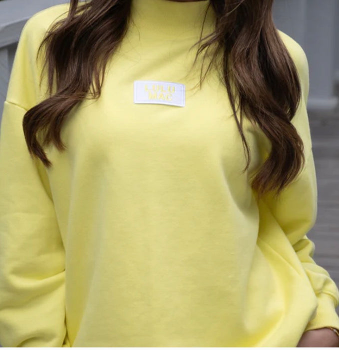 Adult Yellow Lulu Mac Mock Neck Sweatshirt