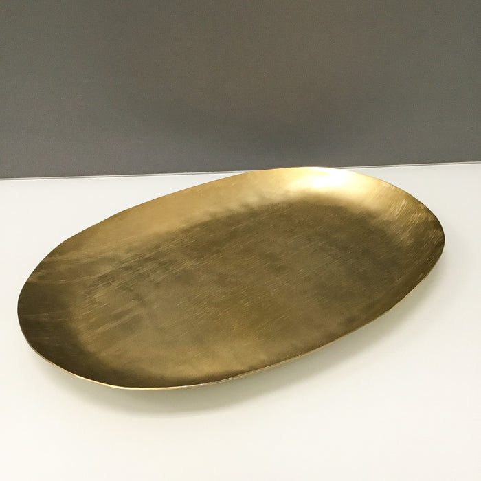 XL Gold Oval Etched Tray.  Food Safe and/or Decorative