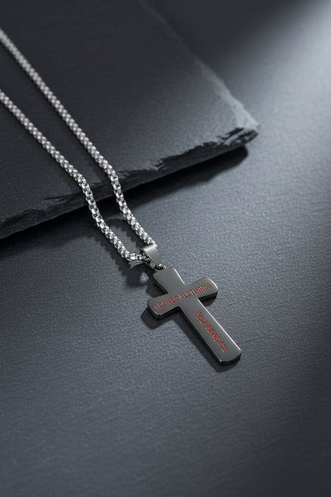 Philippians 4:13 Silver Baseball Necklace