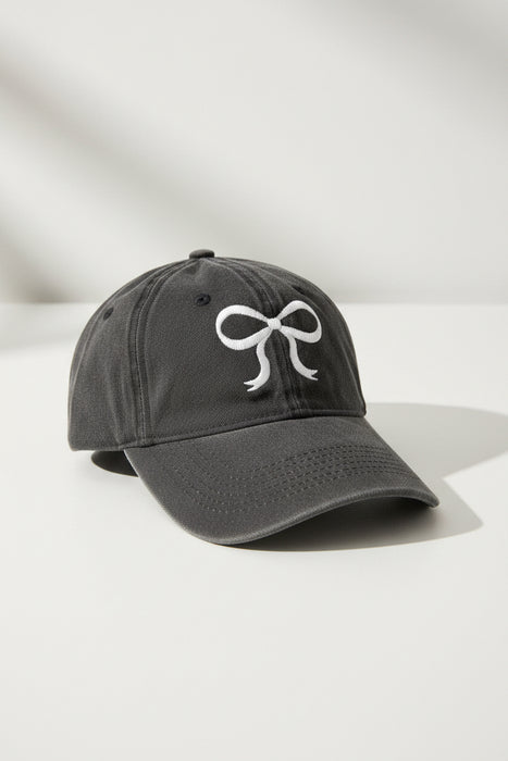 Dark Grey Hat With White Bow