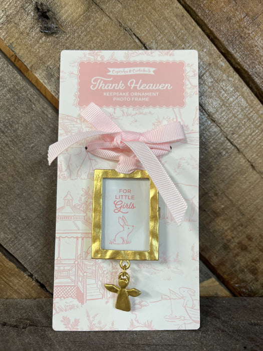 Keepsake Ornament Photo Frame with Angel Charm on Gift Card- 2 Designs!