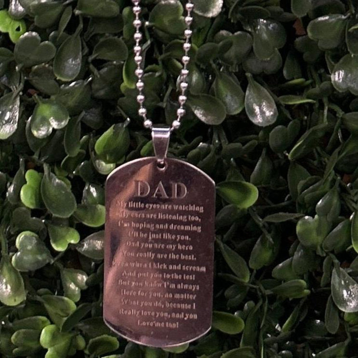 Dad Dog Tag Silver Necklace