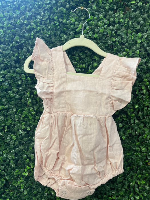 Light Pink Baby Overall's with Ruffle Sleeves