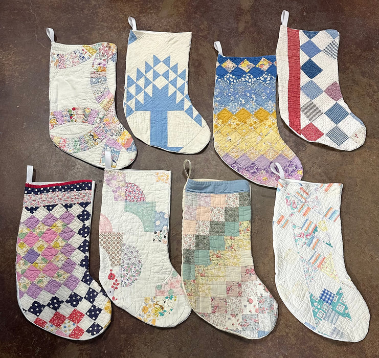 Quilted Stockings with Quilted Table Cloth Backs - 8 Styles! (Personalization Can Be Added for an Additional $10!)