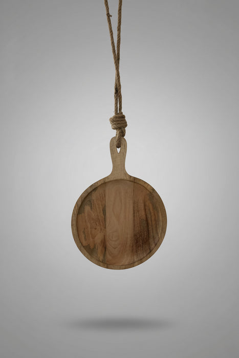 14"H Wood Round Cutting Board with Handle