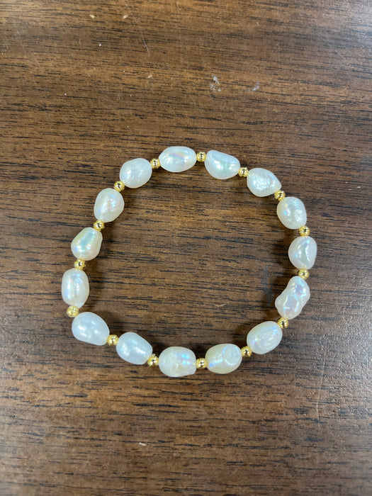 "Chunky & Funcky" Pearl & Gold Beaded Bracelet
