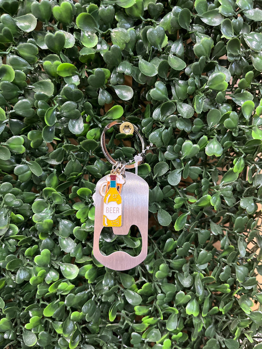 Bottle Opener Keychain with Beer Bottles - Personalization Included with Price!