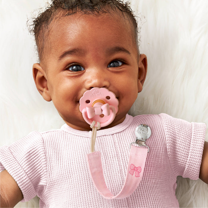 Itzy Clip™ - Fabric Pacifier Strap: Bow. Set of 2