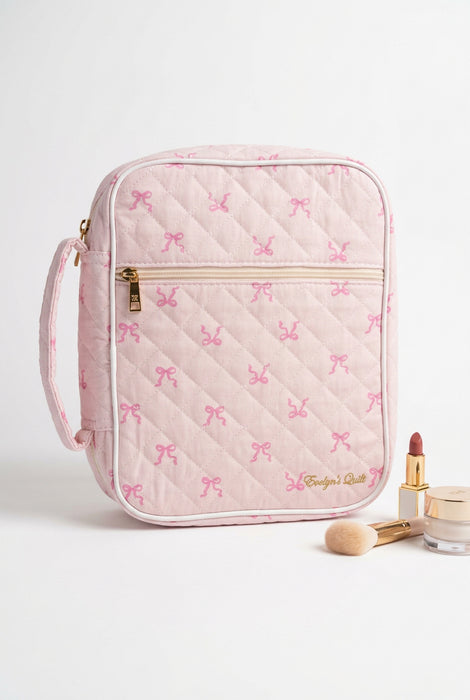 Light Pink Quilted Bible Cover with Bible Tabs, Sticky Notes, Pens, & Highlighters