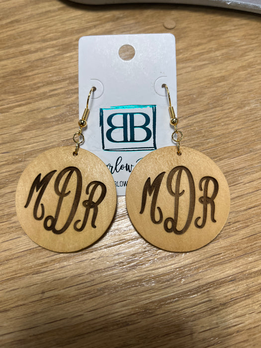 25th Anniversary Throwback Monogramed Wood Earrings
