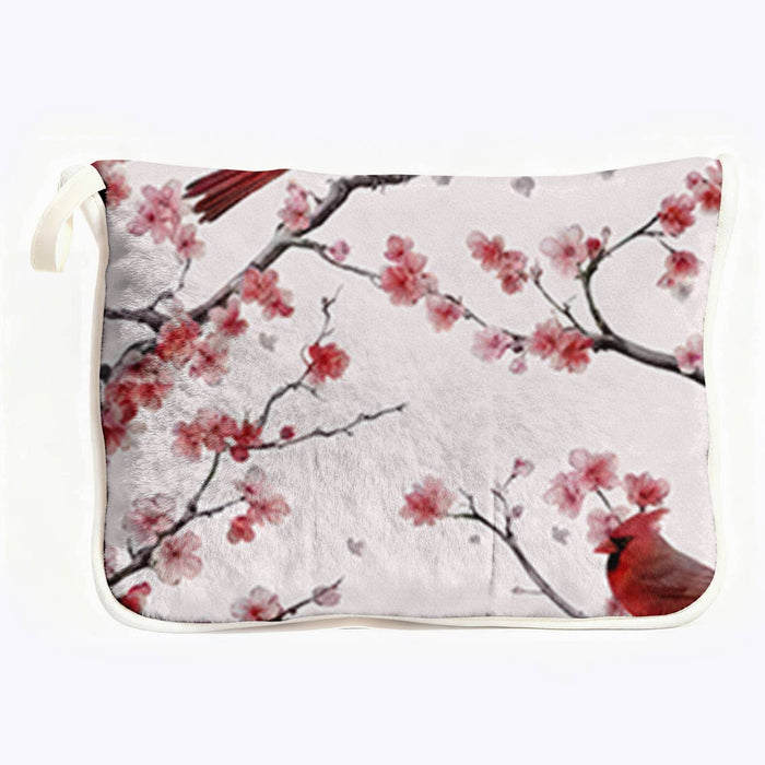 "Cardinal Blossoms" Plush Travel Blanket with Matching Case