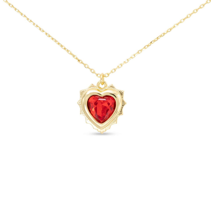 Gold Crystal Birthstone Heart Necklace
