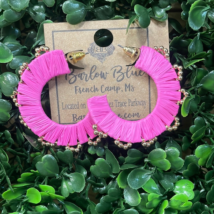 Pink Hoops with Gold Trim Beads
