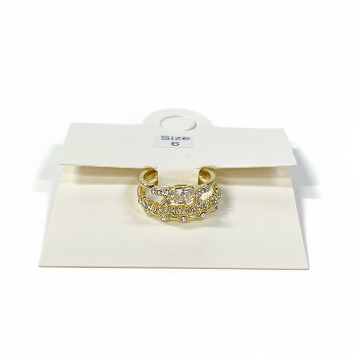 Set of 3 Diamond Stoned Rings with Gold Bands