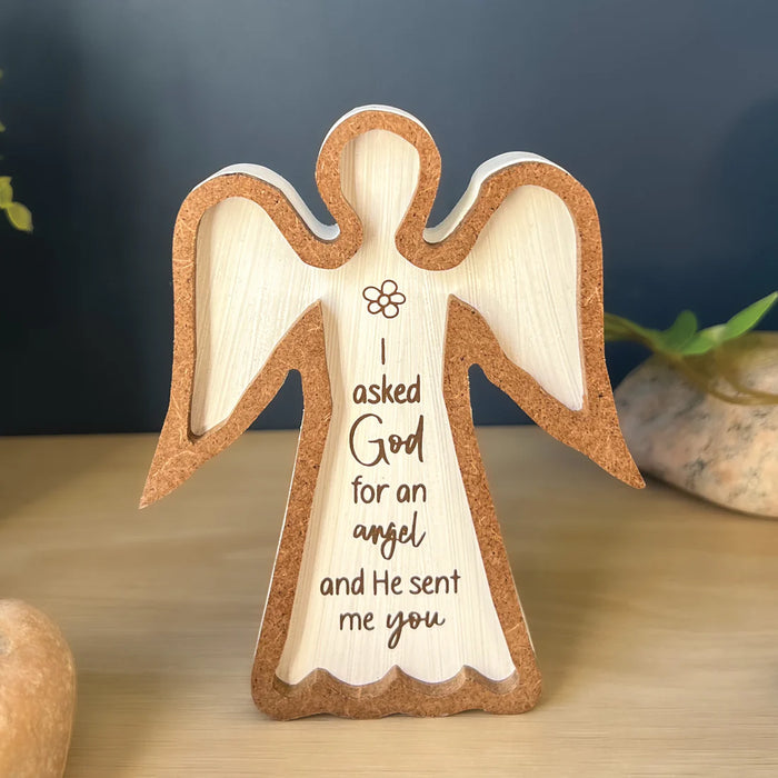 I Asked God- Framed Standing Angel Plaque