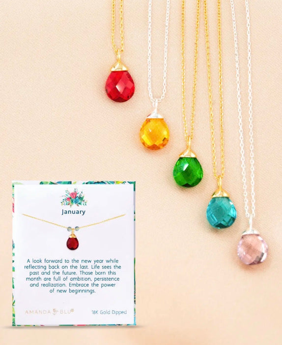 Birthstone Hanging Gold Charm Necklace-12 styles!