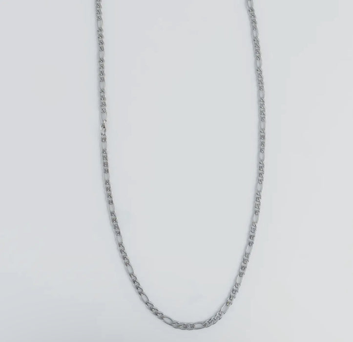 Waterproof Silver 16” Figaro Chain Necklace