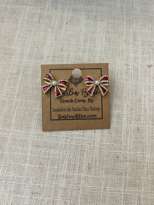 Pearly Christmas Bow Earrings - 2 Colors!