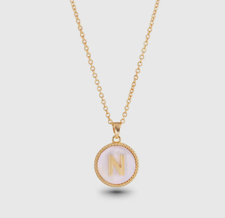 Mother of Pearl Initial Necklace