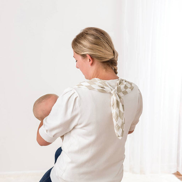 Breastfeeding Boss™: Toast Checkerboard Color.  Swaddle & Breastfeeding Cover in one.