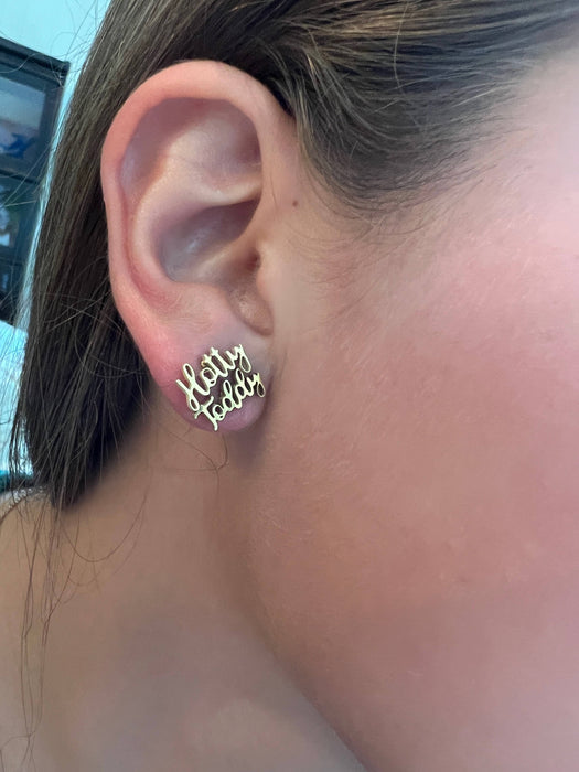 Ole Miss Hotty Toddy Gold Stud Earrings