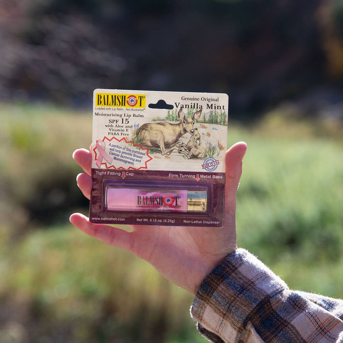 Balmshot Pink Camo Vanilla Mint Lip Balm in a Bullet