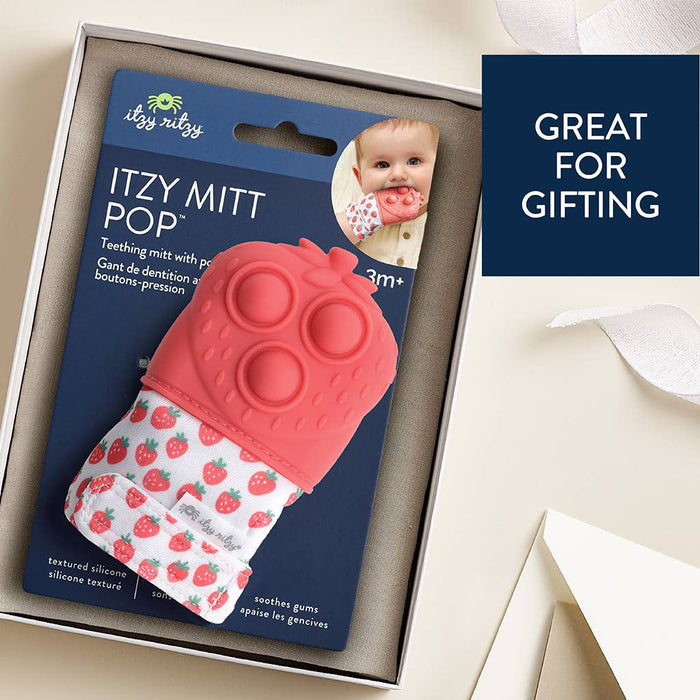 Itzy Mitt Pop™: Strawberry Sensory Teething Chew