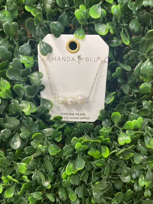 3-Pearl Row Necklace - 2 Colors!