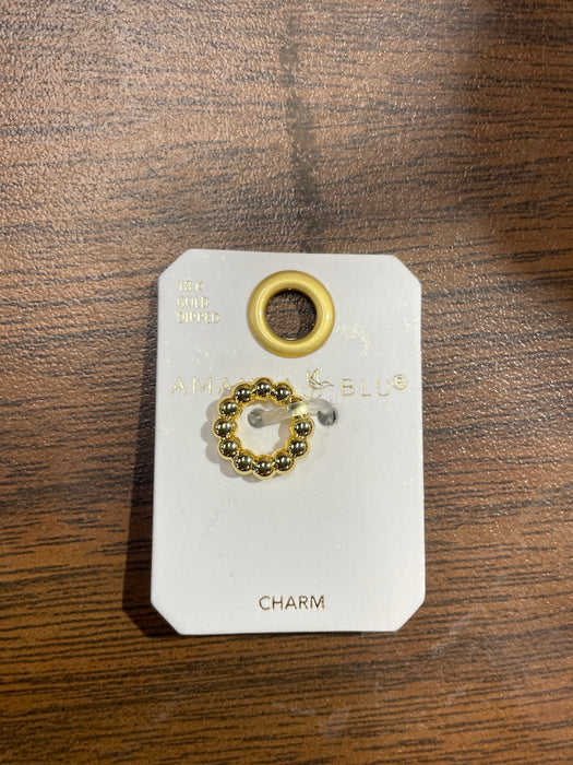 Gold Ribbed Thin Round Charm